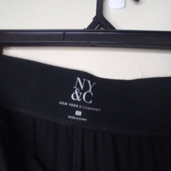 New York & Co Pants Women XL Cropped Wide Leg Attached Belt Stretch Black - Picture 9 of 14